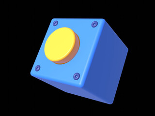 Three dimensional render of push button lying against green background