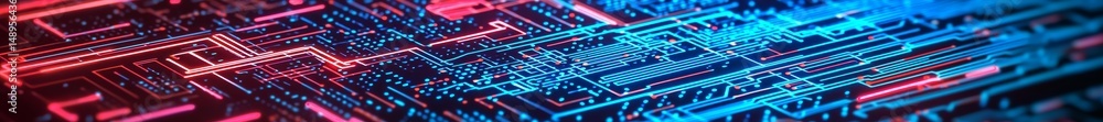 Poster abstract circuit design with vibrant colors and intricate patterns.