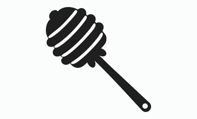 Honey dipper silhouette, Dripping honey stick, Honey dipper stick with dripping honey vector, Honey stick black silhouette icon vector illustration  