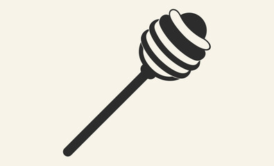 Honey dipper silhouette, Dripping honey stick, Honey dipper stick with dripping honey vector, Honey stick black silhouette icon vector illustration  