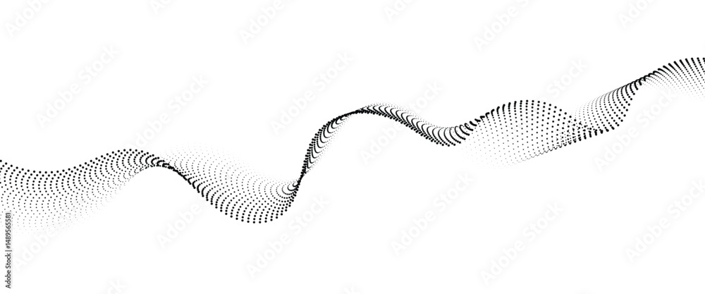 Fototapete flowing dot wave halftone gradient pattern on transparent background