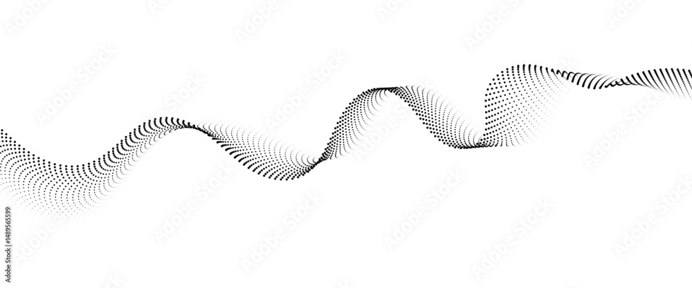 Fototapete flowing dot wave halftone gradient pattern on transparent background