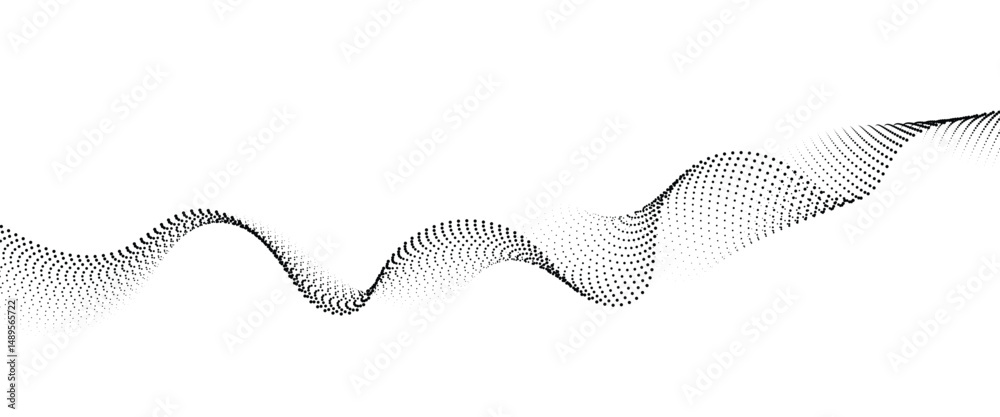 Fototapete flowing dot wave halftone gradient pattern on transparent background