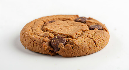 Fototapeta premium Chocolate Chip Cookie Isolated on White Background. American Food