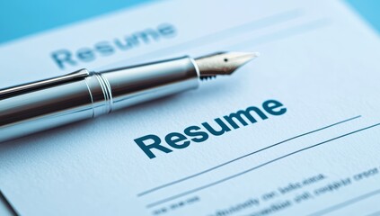 Obraz premium Professional Resume Document with Fountain Pen on Stylish Background