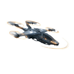 Futuristic Drone Ship Aerial View of Advanced Technology Vehicle in Flight