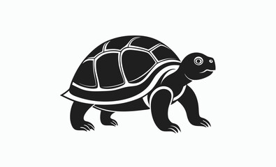Turtle black silhouette, Turtle vector graphic, Animal shape illustration, turtle black silhouette isolated vector art Illustration with white background  