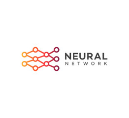 Neural Network Logo Design Blue, White, Dark Background Options