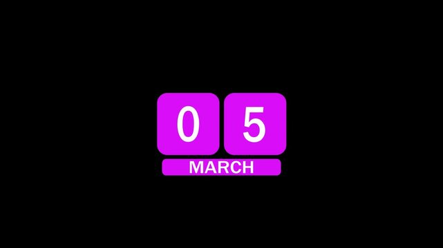 A calendar from 4th March to 5th March on a black background, marking the passing of time and the start of a new day.