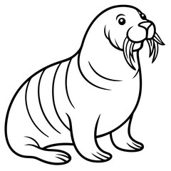 Icy Walrus line art vector