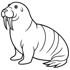 Icy Walrus line art vector