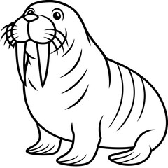 Icy Walrus line art vector