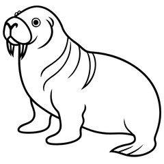 Icy Walrus line art vector