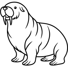 Icy Walrus line art vector