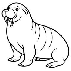Icy Walrus line art vector