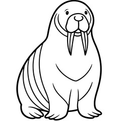 Icy Walrus line art vector
