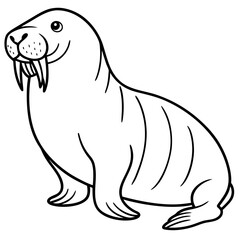 Icy Walrus line art vector