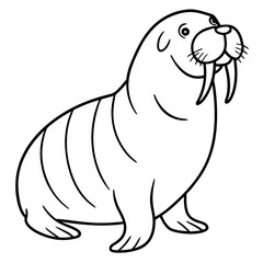 Icy Walrus line art vector