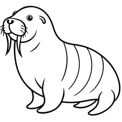 Icy Walrus line art vector