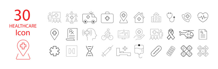 Medical icons set. Healthcare and medicine. Medical Insurance. Medicine and Healthcare Icons 