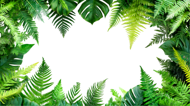Lush Tropical Foliage Frame  transparent Background, Perfect for Text or Images