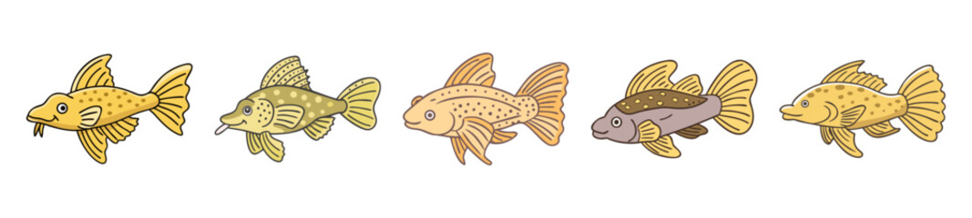 bristlenose pleco fish icon, bristlenose pleco fish line art - simple line art of bristlenose pleco fish, perfect for bristlenose pleco fish logos and icons