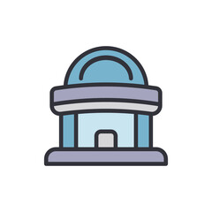 Whimsical Cartoon Rendering Of A Domed Observatory Architecture Design