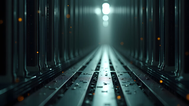 3D barcode-like circuit columns, digital connectivity texture, minimalist tech background.