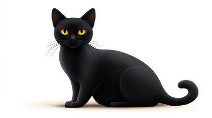 Obraz premium Stylized black cat with bright yellow eyes in a minimalist design