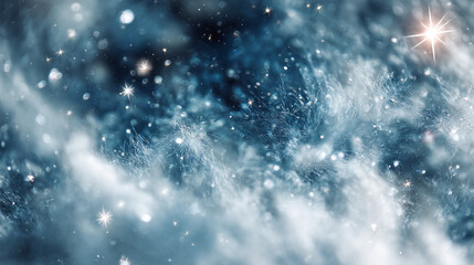 Obraz premium Winter wonderland background with snow and stars for christmas holiday season wallpaper background