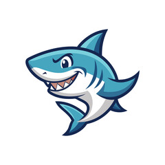 Fototapeta premium Minimal Shark logo vector illustration isolated on white background 