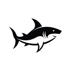 Obraz premium Flat and Minimal Shark logo vector illustration isolated on white background 