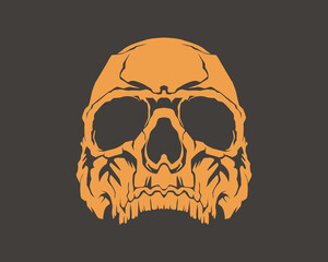 Vintage skull head streetwear element vector illustration t shirt sticker tattoo design editable