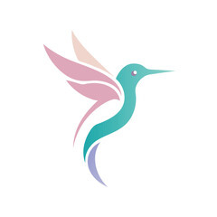 Elegant Hummingbird Head Logo with Delicate Curves and Pastel Colors
