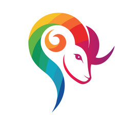 Vibrant Abstract Ram Head Logo Made of Swirling Curves
