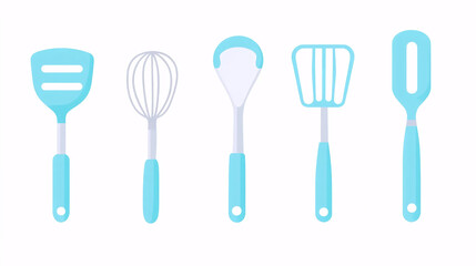 Pastel Blue Kitchen Utensils Set.