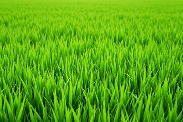 Obraz premium Dense green grass field with sharp blade details, digital art style, smooth gradient background, concept of freshness and nature. Ai generative