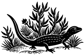 Silhouette of a sandfish skink low angle side profile vector, sandfish skink, animal, reptile, lizard, silhouette, vector, low angle, side profile, nature, wildlife, black, transparent, design, graphi