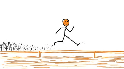 Stick Figure Running Over Hurdle