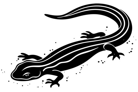 Top down view black silhouette of a sandfish skink creature design, sandfish skink, lizard, reptile, creature, silhouette, vector, design, top down, overhead, view, animal, nature, wildlife, black