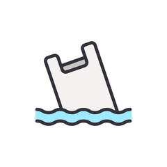 Floating Plastic Bag Depicting Ocean Pollution With Ecological Issue