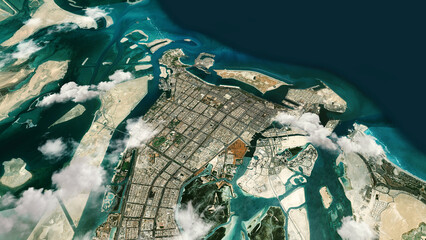 Abu Dhabi Aerial Animation Satellite Map with Dynamic Clouds