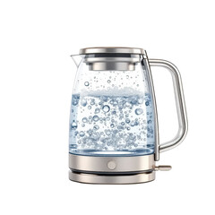 Transparent Kettle with Boiling Water - Modern Kitchen Appliance, isolated on transparent background.