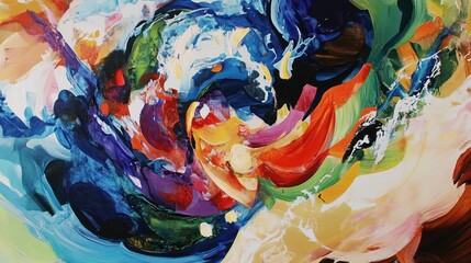 Fototapeta premium Dynamic Expression: A symphony of swirling colors and bold strokes conveys movement