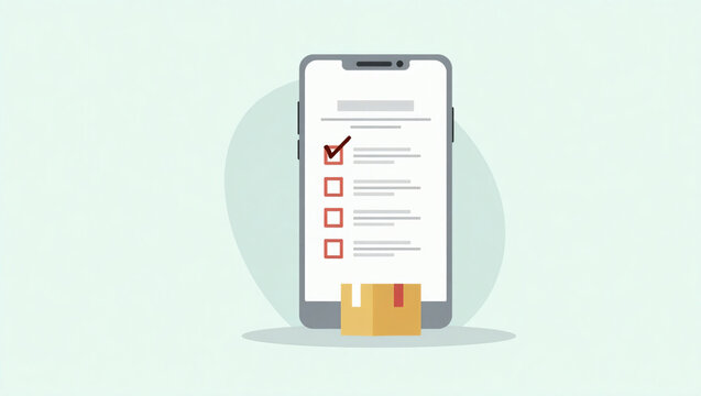 Order Tracking – Checklist on Mobile with Package