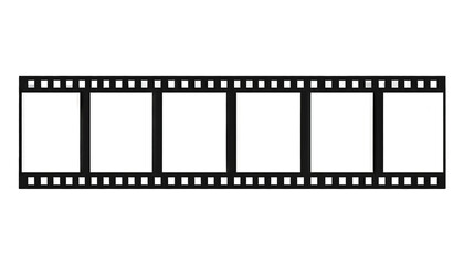 This shows blank film strip with five frames, featuring classic perforated edge design. film strip is empty, allowing for creative use in photography or design projects