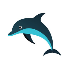 Fototapeta premium Minimal dolphin icon vector illustration on white