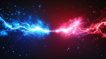 Obraz premium Cosmic energy clash in dark space