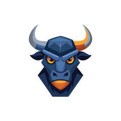 Naklejka premium Minimal Angry bull head icon vector illustration on white