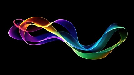 Fototapeta premium Vibrant rainbow wave design on black background